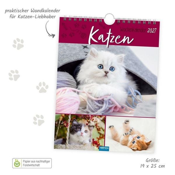 Produktbild: TR&Ouml;TSCH - Wochenkalender zum H&auml;ngen Katzen 2027