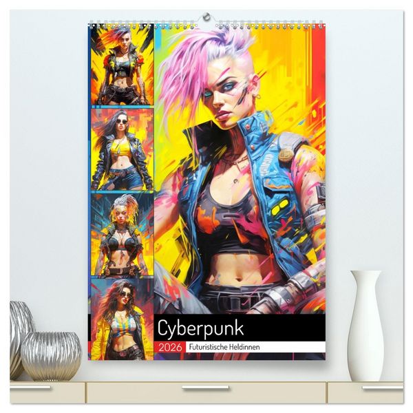 Cyberpunk. Futuristische Heldinnen (hochwertiger Premium Wandkalender 2026 DIN A2 hoch), Kunstdruck in Hochglanz
