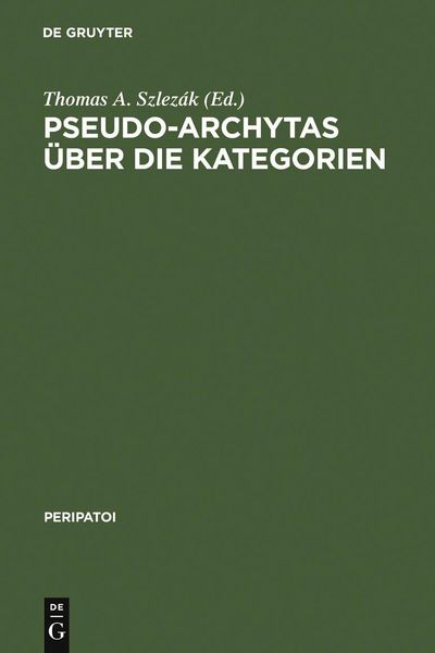 Produktbild: Pseudo-Archytas &uuml;ber die Kategorien