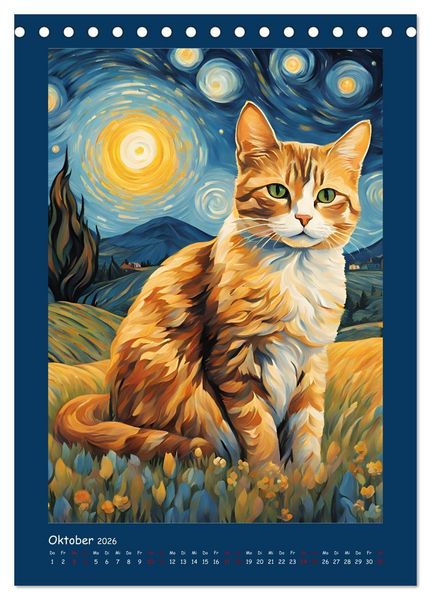 Produktbild: Katzen im Farbenspiel (Tischkalender 2026 DIN A5 hoch), CALVENDO Monatskalender
