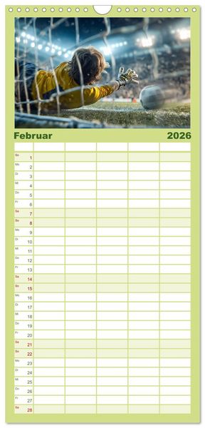 Produktbild: Familienplaner 2026 - Fussball - Kids in Action mit 5 Spalten (Wandkalender, 21 x 45 cm) CALVENDO