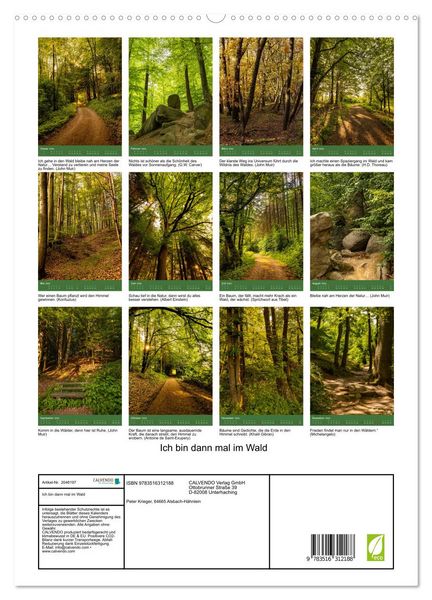 Produktbild: Ich bin dann mal im Wald (hochwertiger Premium Wandkalender 2026 DIN A2 hoch), Kunstdruck in Hochglanz
