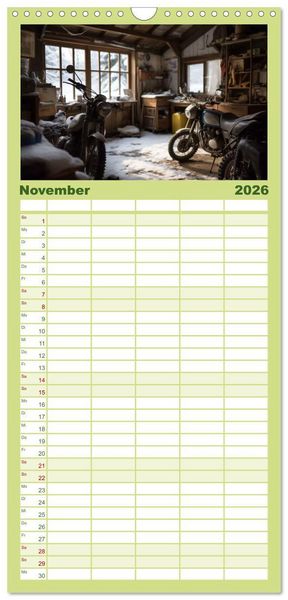 Produktbild: Familienplaner 2026 - Alte Maschinen - verlassene Lieblinge mit 5 Spalten (Wandkalender, 21 x 45 cm) CALVENDO