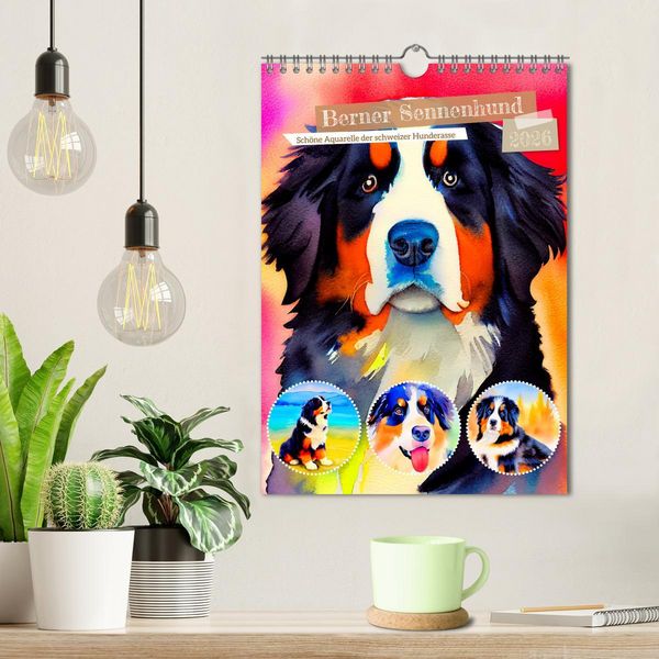 Produktbild: Berner Sennenhund 2026. Sch&ouml;ne Aquarelle der schweizer Hunderasse (Wandkalender 2026 DIN A4 hoch), CALVENDO Monatskalender