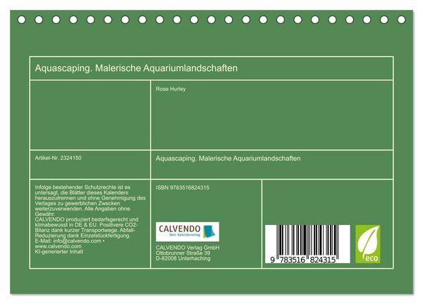 Produktbild: Aquascaping. Malerische Aquariumlandschaften (Tischkalender 2027 DIN A5 quer), CALVENDO Monatskalender