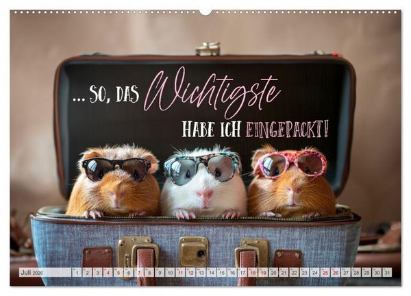 Produktbild: Meerschweinchen LUSTIG DURCHS JAHR (hochwertiger Premium Wandkalender 2026 DIN A2 quer), Kunstdruck in Hochglanz
