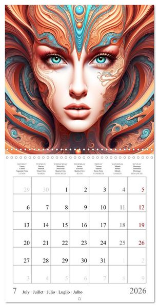 Produktbild: Univers Enchanteresses (Calendrier mural carr&eacute; 2026 30x30 cm) Calendrier double avec une page pour vos prises de notes