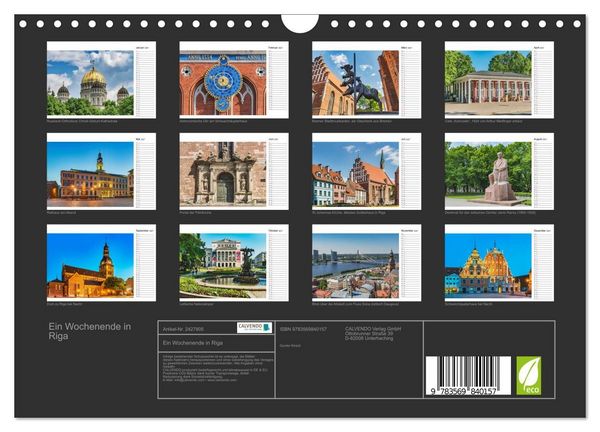 Produktbild: Ein Wochenende in Riga (Wandkalender 2027 DIN A4 quer), CALVENDO Monatskalender
