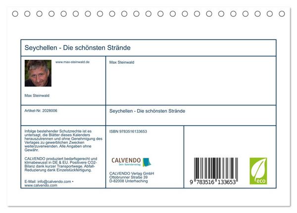 Produktbild: Seychellen - Die sch&ouml;nsten Str&auml;nde (Tischkalender 2026 DIN A5 quer), CALVENDO Monatskalender
