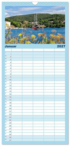 Produktbild: Familienplaner 2027 - Dalmatien - Stille Orte mit 5 Spalten (Wandkalender, 21 x 45 cm) CALVENDO