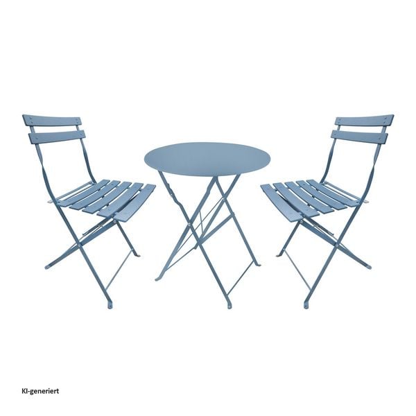 Produktbild: HTI-Living Bistro Sitzgruppe Metall Blau klappbar Tisch mit 2 St&uuml;hlen Balkon Set