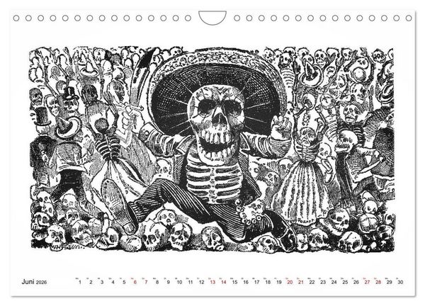 Produktbild: Calaveras - Totenk&ouml;pfe und Skelette (Wandkalender 2026 DIN A4 quer), CALVENDO Monatskalender