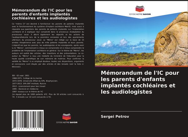 Produktbild: M&eacute;morandum de l'IC pour les parents d'enfants implant&eacute;s cochl&eacute;aires et les audiologistes