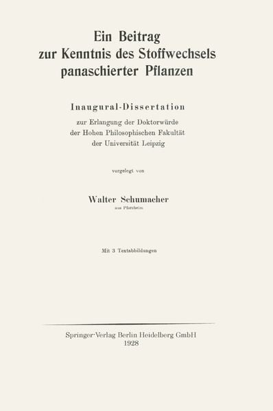 Produktbild: Ein Beitrag zur Kenntnis des Stoffwechsels panaschierter Pflanzen