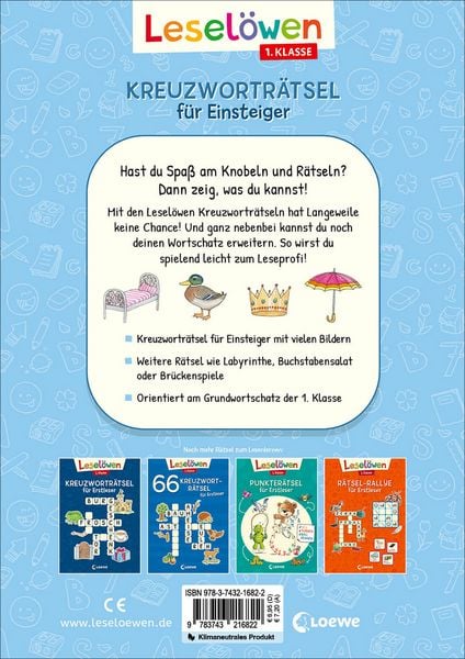 Produktbild: Lesel&ouml;wen Kreuzwortr&auml;tsel f&uuml;r Einsteiger - 1. Klasse (Himmelblau)