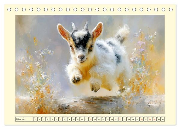 Produktbild: Zwergziegen. Kleine Wirbelwinde im Sonnenschein (Tischkalender 2027 DIN A5 quer), CALVENDO Monatskalender