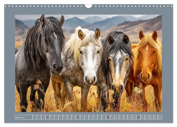 Produktbild: Mustangs. Pferde in ihrer wildesten Sch&ouml;nheit (Wandkalender 2027 DIN A3 quer), CALVENDO Monatskalender
