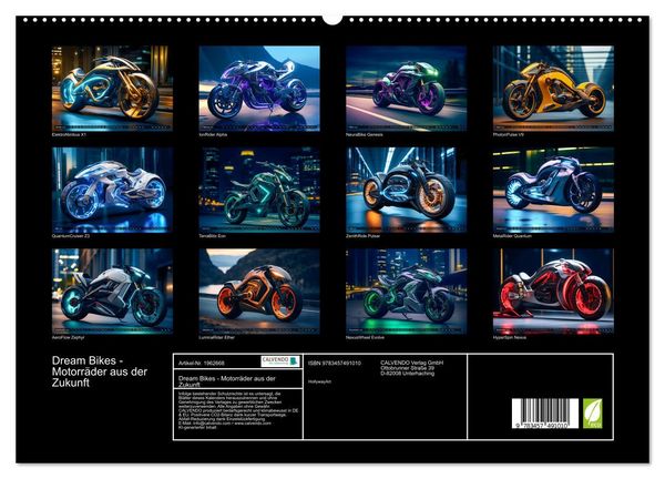 Produktbild: Dream Bikes - Motorr&auml;der aus der Zukunft (hochwertiger Premium Wandkalender 2026 DIN A2 quer), Kunstdruck in Hochglanz