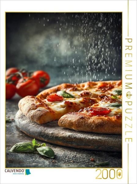 Produktbild: CALVENDO Puzzle Pizza, knuspriger Boden, Mozzarella & Basilikum | 2000 Teile Lege-Gr&ouml;&szlig;e 90x67cm Foto-Puzzle f&uuml;r gl&uuml;ckliche Stunden