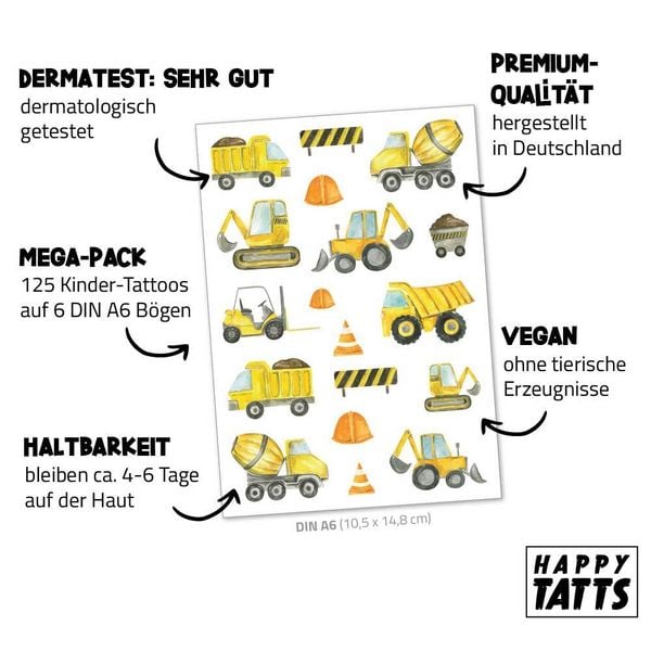 Produktbild: Happy Tatts, Kinder-Tattoos 'Mix' (125 Stk.)
