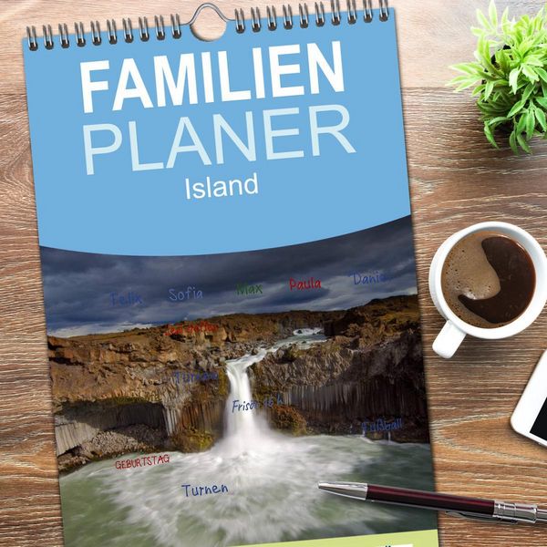 Produktbild: Familienplaner 2026 - Island mit 5 Spalten (Wandkalender, 21 x 45 cm) CALVENDO