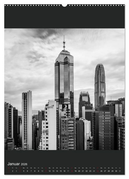 Produktbild: Hongkong schwarzwei&szlig; (hochwertiger Premium Wandkalender 2026 DIN A2 hoch), Kunstdruck in Hochglanz