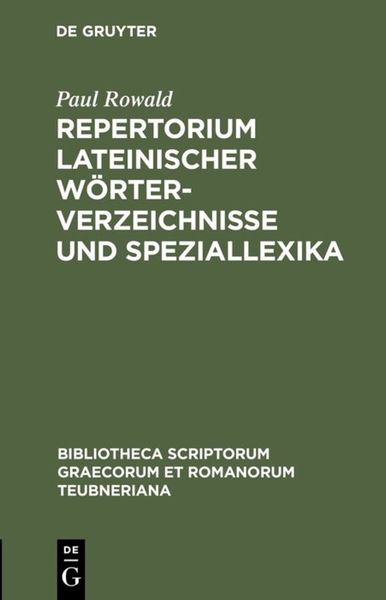 Produktbild: Repertorium lateinischer W&ouml;rterverzeichnisse und Speziallexika