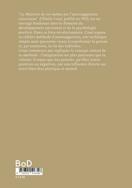 Produktbild: La ma&icirc;trise de soi-m&ecirc;me par l'autosuggestion consciente