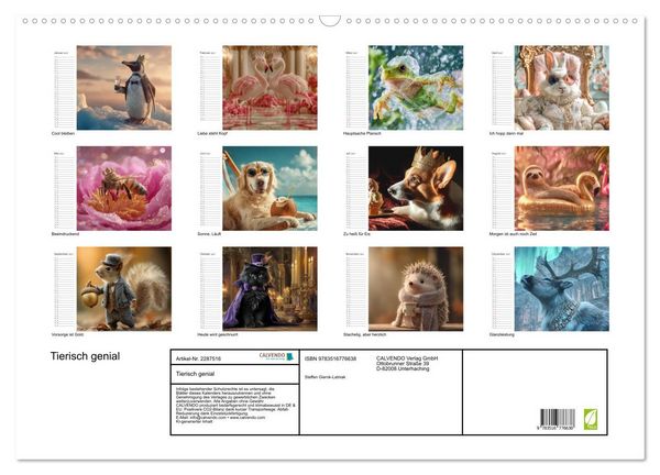 Produktbild: Tierisch genial (Wandkalender 2027 DIN A2 quer), CALVENDO Monatskalender