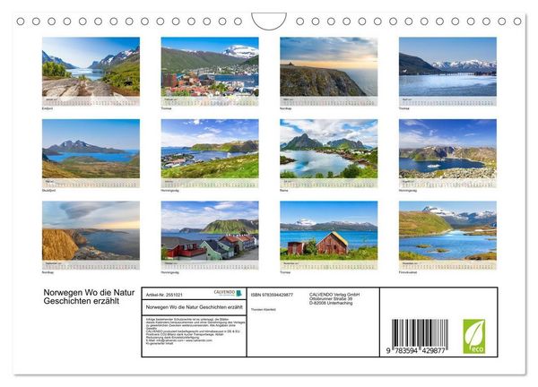 Produktbild: Norwegen Wo die Natur Geschichten erz&auml;hlt (Wandkalender 2027 DIN A4 quer), CALVENDO Monatskalender