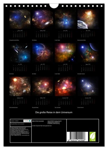 Produktbild: Die gro&szlig;e Reise in dem Universum (Wandkalender 2026 DIN A4 hoch), CALVENDO Monatskalender
