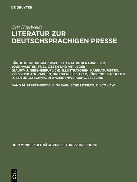 Produktbild: 149883-160745. Biographische Literatur. Sco - Zw