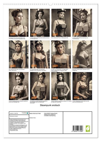 Produktbild: Steampunk erotisch (hochwertiger Premium Wandkalender 2026 DIN A2 hoch), Kunstdruck in Hochglanz