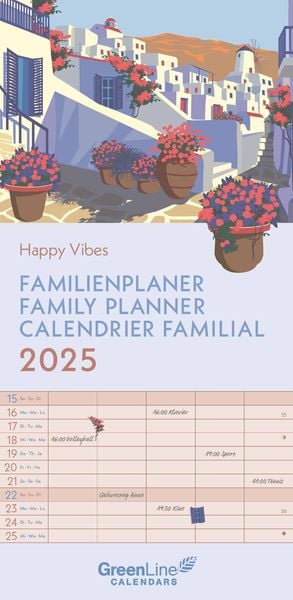 GreenLine Happy Vibes 2025 Familienplaner - Familien-Kalende