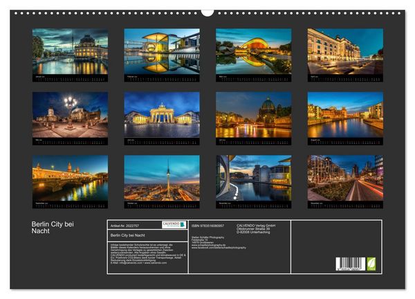 Produktbild: Berlin City bei Nacht (Wandkalender 2026 DIN A2 quer), CALVENDO Monatskalender