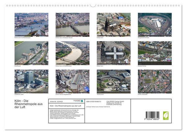 Produktbild: K&ouml;ln - Die Rheinmetropole aus der Luft (hochwertiger Premium Wandkalender 2026 DIN A2 quer), Kunstdruck in Hochglanz