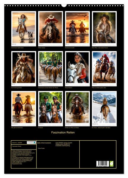 Produktbild: Faszination Reiten (Wandkalender 2026 DIN A2 hoch), CALVENDO Monatskalender