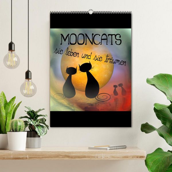 Produktbild: Mooncats - sie leben und sie tr&auml;umen (Wandkalender 2026 DIN A2 hoch), CALVENDO Monatskalender