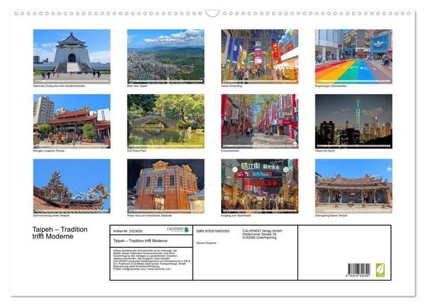 Produktbild: Taipeh &ndash; Tradition trifft Moderne (Wandkalender 2027 DIN A2 quer), CALVENDO Monatskalender