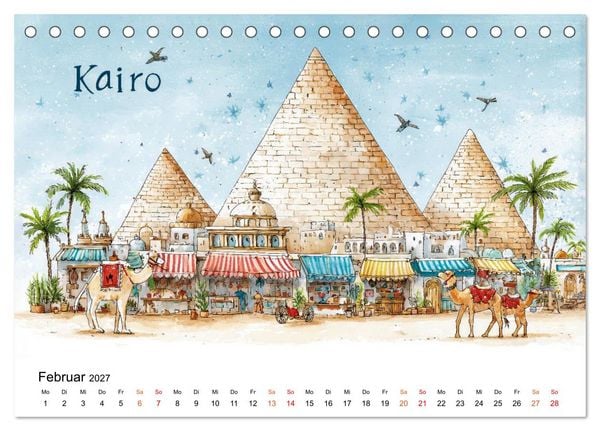 Produktbild: St&auml;dte - Weltreise in Bunt (Tischkalender 2027 DIN A5 quer), CALVENDO Monatskalender