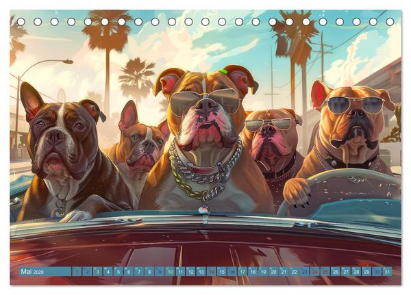 Produktbild: Gangsterhunde - KI-Bilder (Tischkalender 2026 DIN A5 quer), CALVENDO Monatskalender