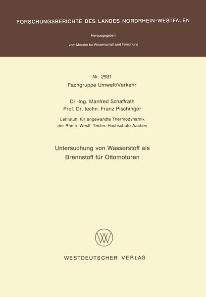 Produktbild: Untersuchung von Wasserstoff als Brennstoff f&uuml;r Ottomotoren
