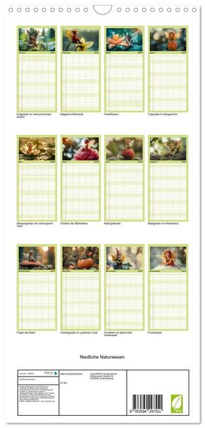 Produktbild: Familienplaner 2027 - Niedliche Naturwesen mit 5 Spalten (Wandkalender, 21 x 45 cm) CALVENDO