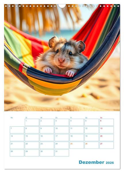 Produktbild: Holiday Hamster - Urlaubsfeeling pur mit sonnigen KI Hamstern (Wandkalender 2026 DIN A3 hoch), CALVENDO Monatskalender