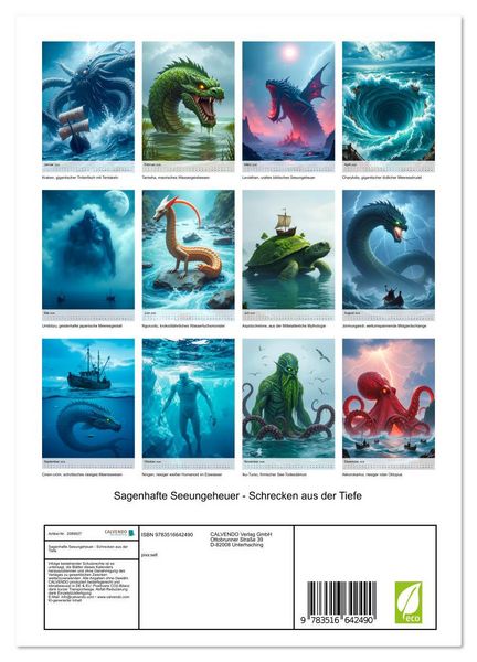 Produktbild: Sagenhafte Seeungeheuer - Schrecken aus der Tiefe (Wandkalender 2026 DIN A4 hoch), CALVENDO Monatskalender