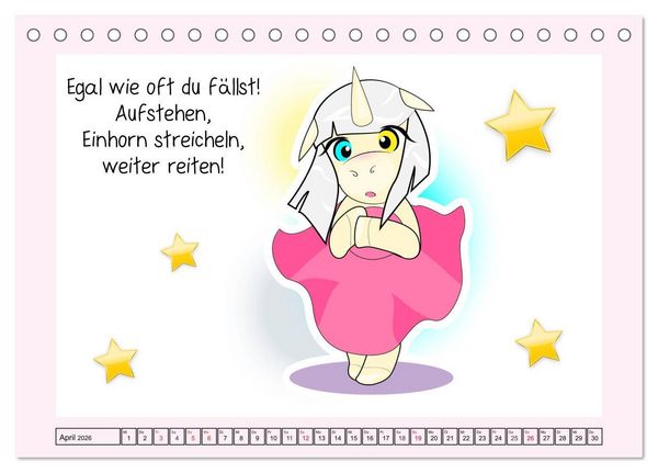Produktbild: Unicorns. Einhorn-Spr&uuml;che und Weisheiten! (Tischkalender 2026 DIN A5 quer), CALVENDO Monatskalender