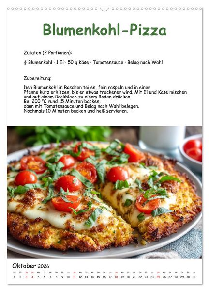 Produktbild: Low Carb - Rezepte ohne Kohlenhydrate zum Abnehmen (Wandkalender 2026 DIN A2 hoch), CALVENDO Monatskalender