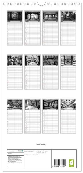 Produktbild: Familienplaner 2027 - Lost Beauty mit 5 Spalten (Wandkalender, 21 x 45 cm) CALVENDO