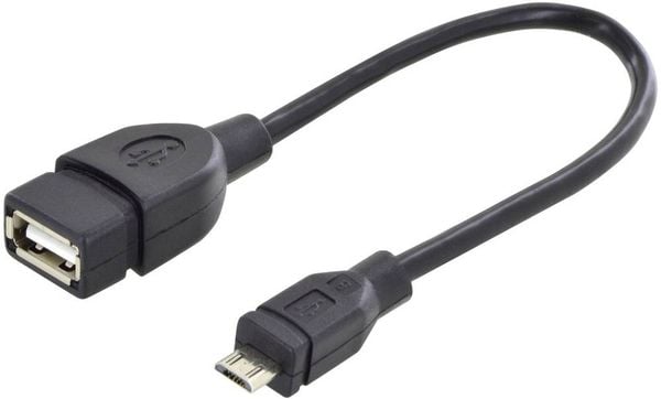 Digitus USB 2.0 Adapterkabel [1x USB 2.0 Stecker Micro-B - 1x USB 2.0 Buchse A] DB-300309-002-S 20.00 cm Rund, doppelt g