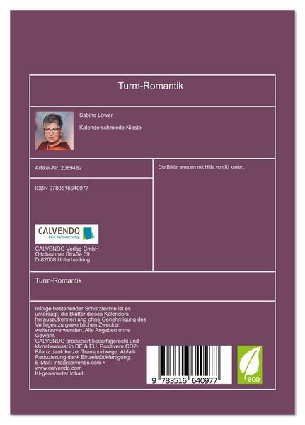 Produktbild: Turm-Romantik (Tischkalender 2026 DIN A5 hoch), CALVENDO Monatskalender